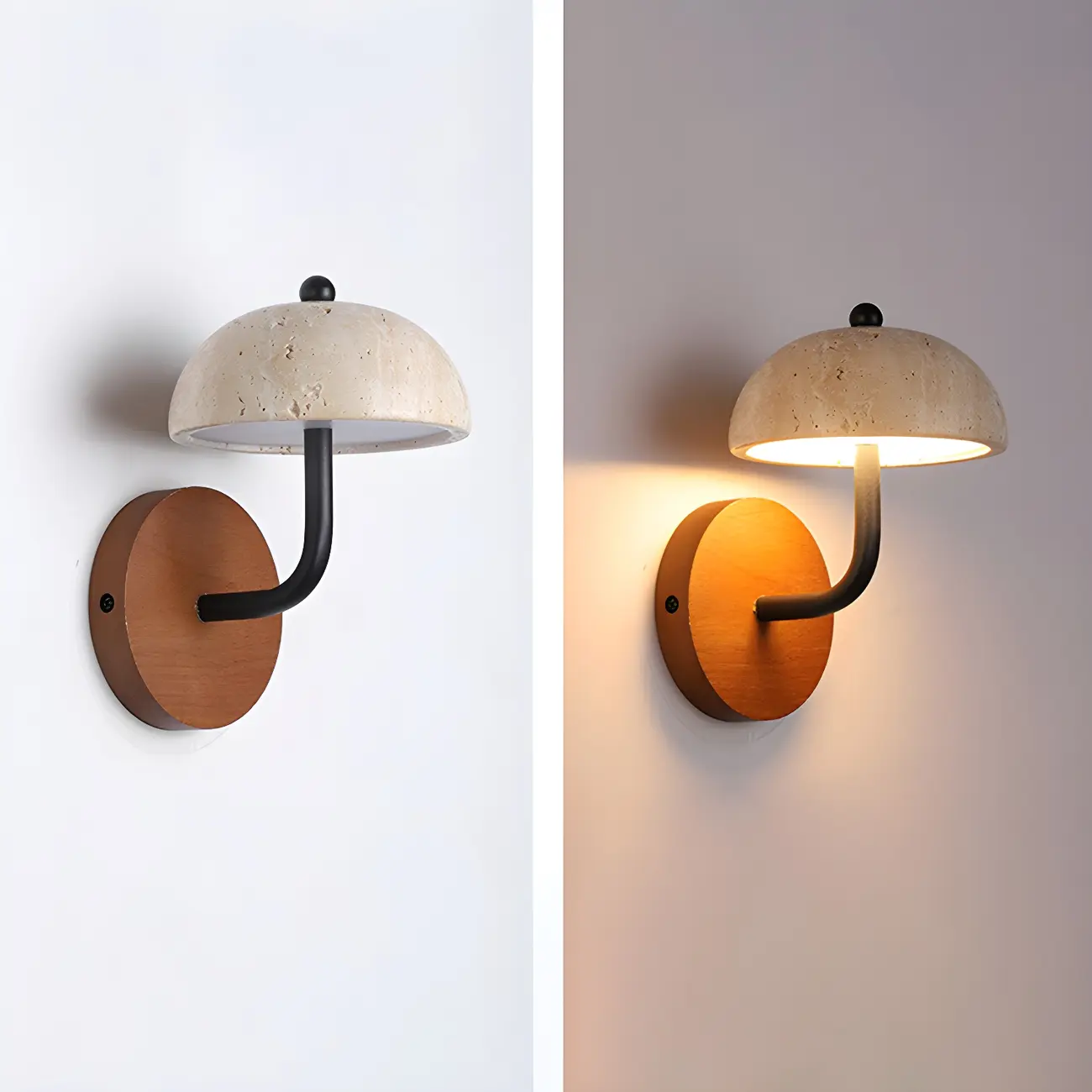 Modern Wood Dome Wall Light Sconce for Bedroom Image - 8 | homeyfad