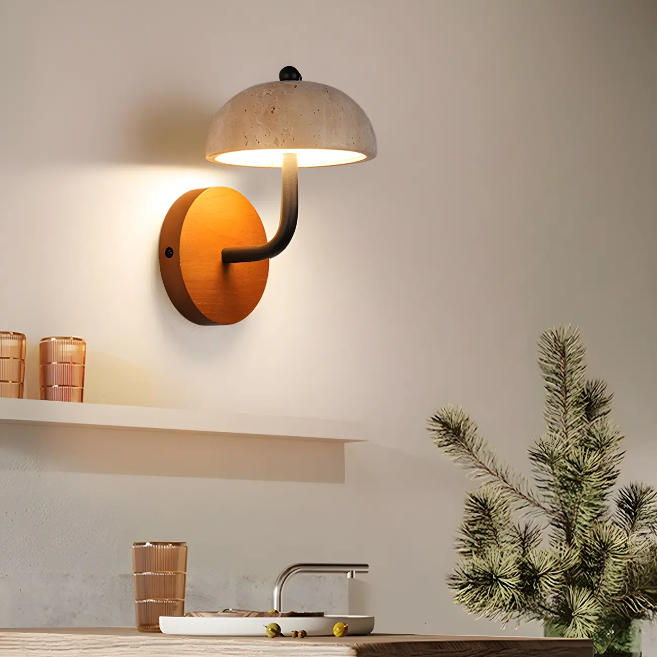 Modern Wood Dome Wall Light Sconce for Bedroom Image - 12 | homeyfad