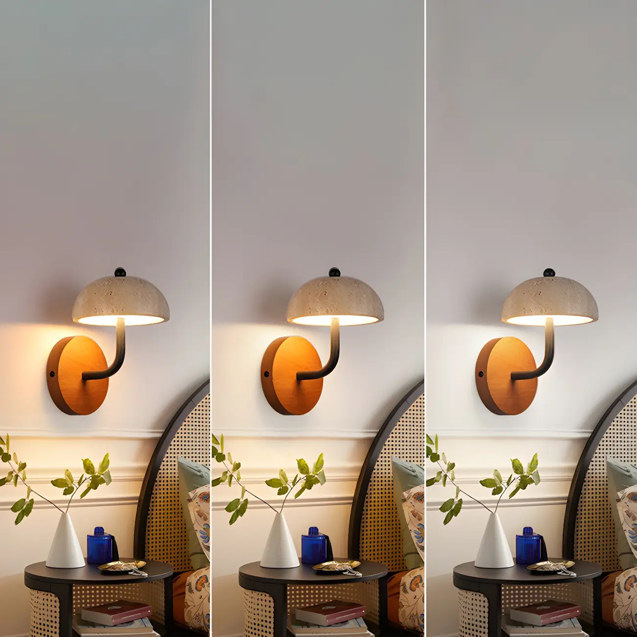 Modern Wood Dome Wall Light Sconce for Bedroom Image - 13 | homeyfad
