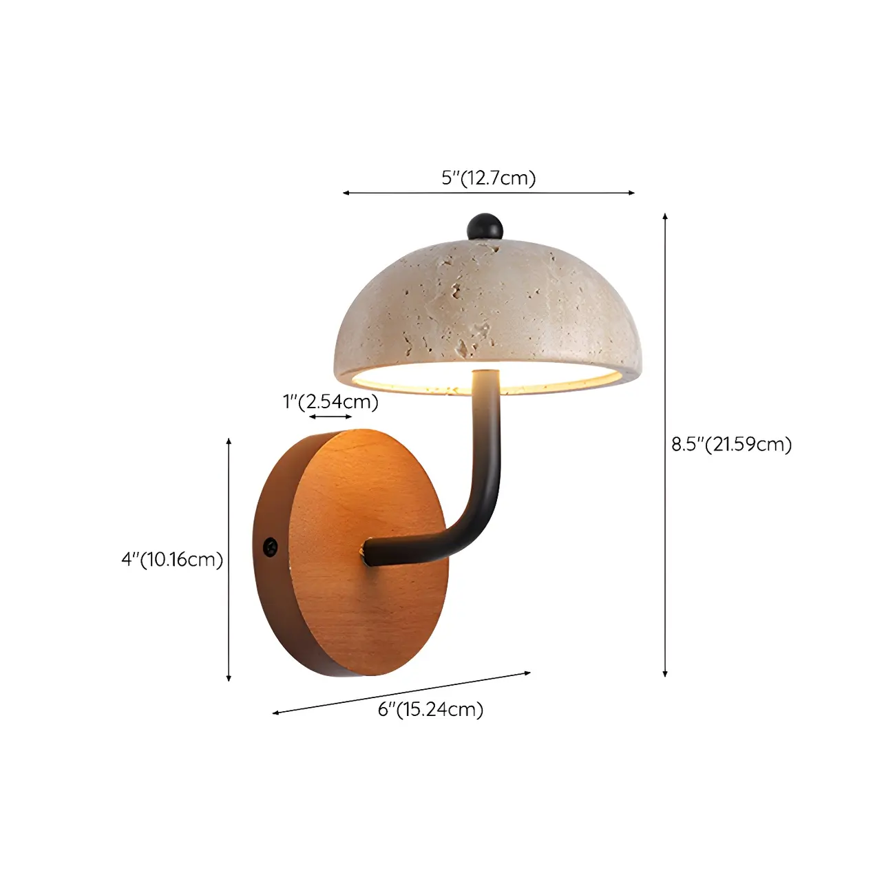 Modern Wood Dome Wall Light Sconce for Bedroom #size | homeyfad