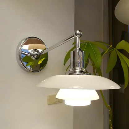 Modern Geometric Chrome Glass Bedroom Wall Light Image - 2