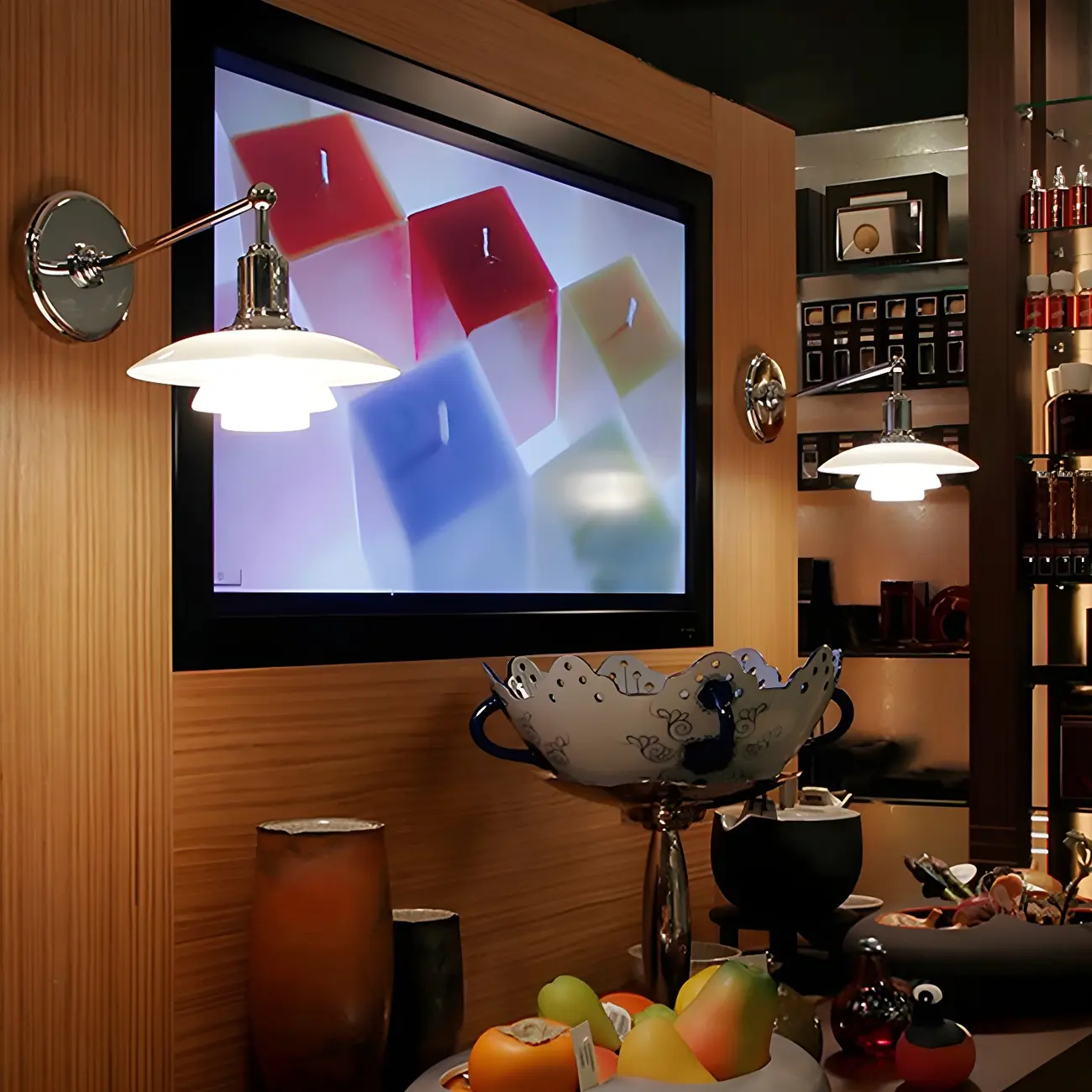 Modern Geometric Chrome Glass Bedroom Wall Light Image - 6 | homeyfad