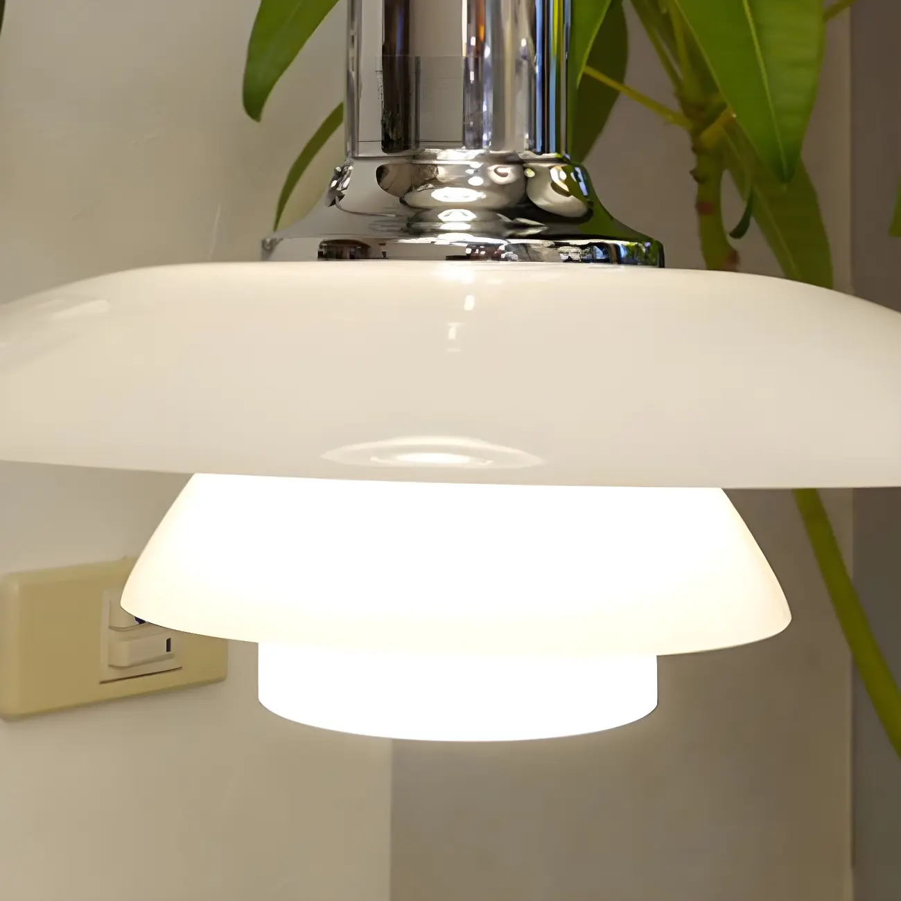 Modern Geometric Chrome Glass Bedroom Wall Light Image - 12 | homeyfad