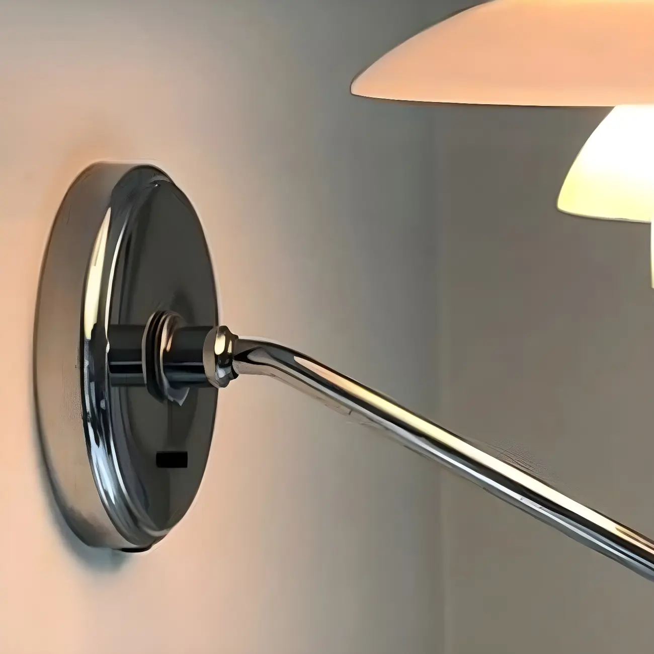 Modern Geometric Chrome Glass Bedroom Wall Light Image - 13 | homeyfad