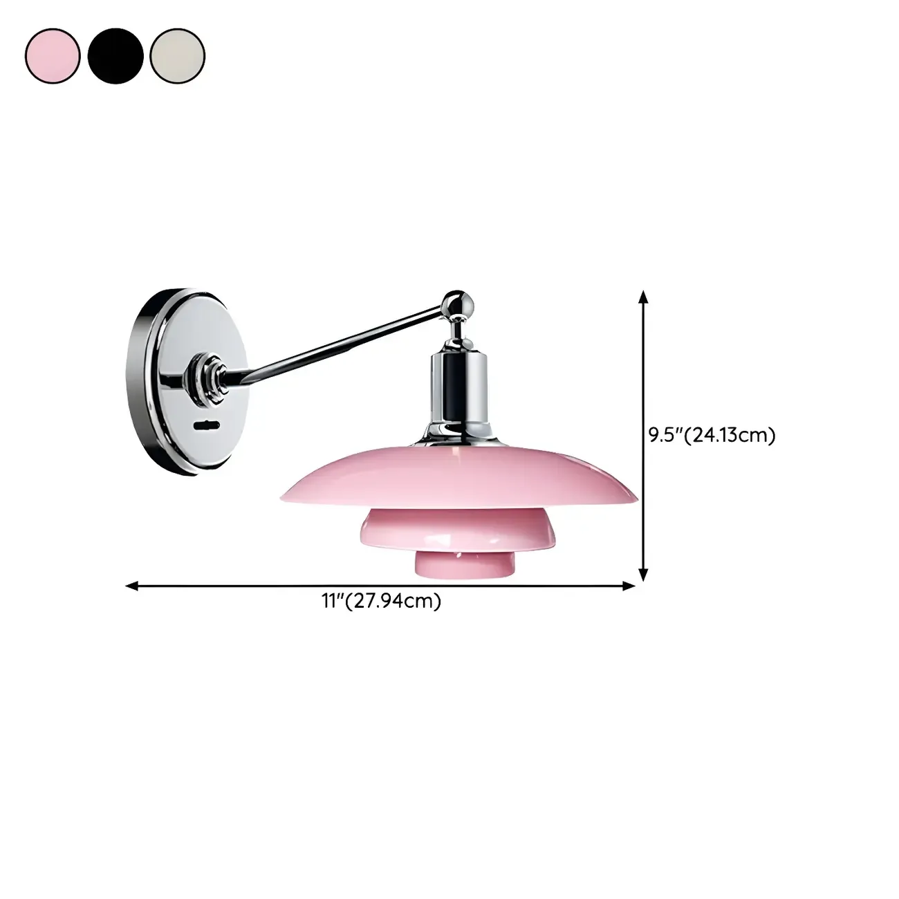 Modern Geometric Chrome Glass Bedroom Wall Light #size