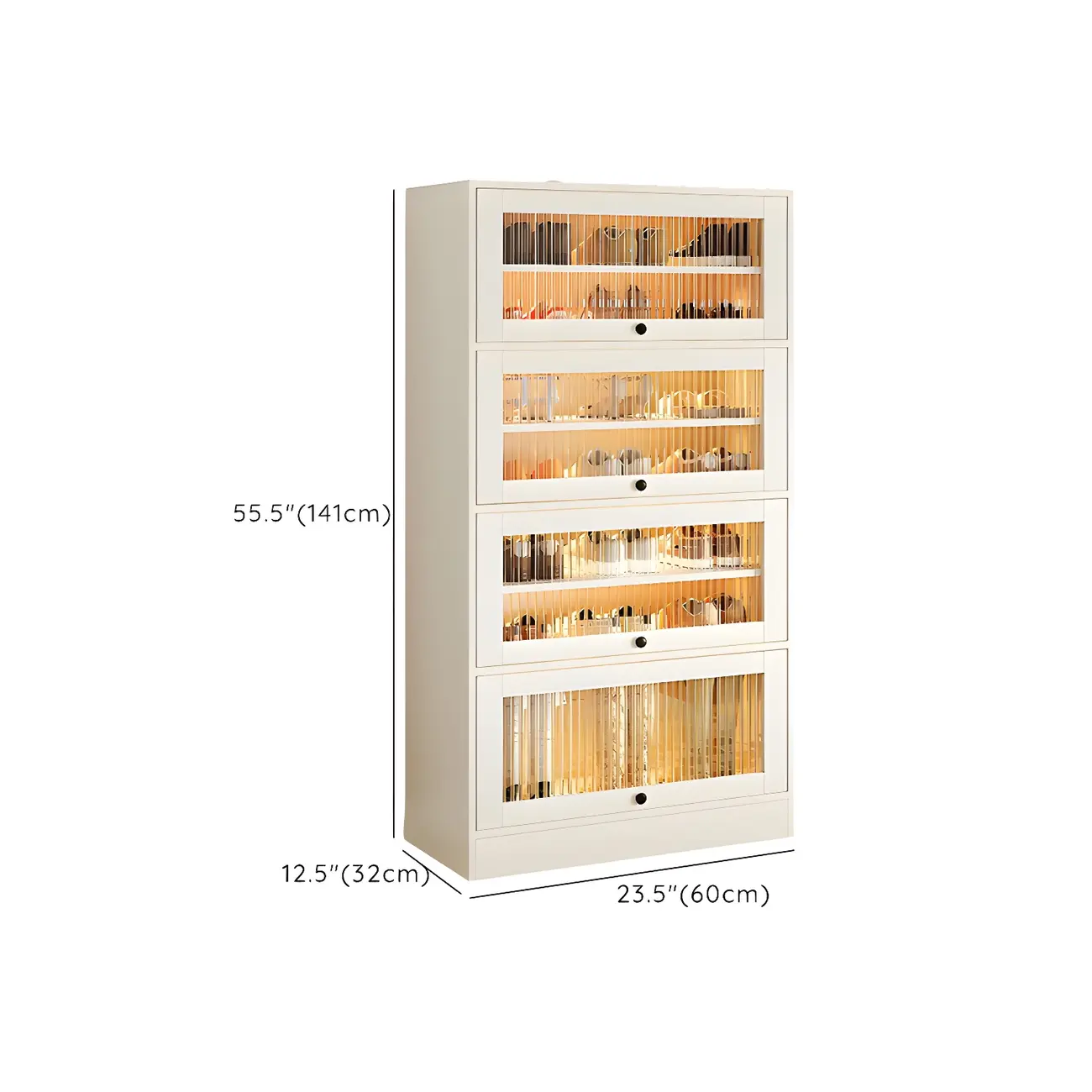 Hallway White Wood Shoe Cabinet with Glass Doors Image - 15 | homeyfad