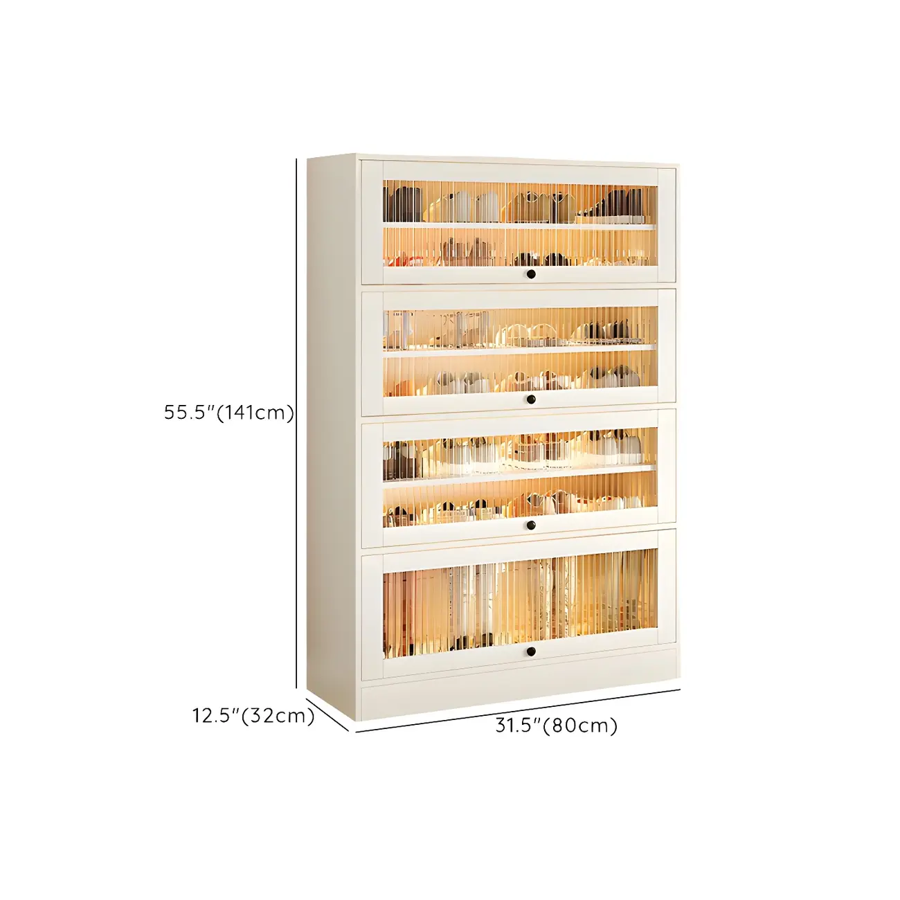 Hallway White Wood Shoe Cabinet with Glass Doors Image - 16 | homeyfad