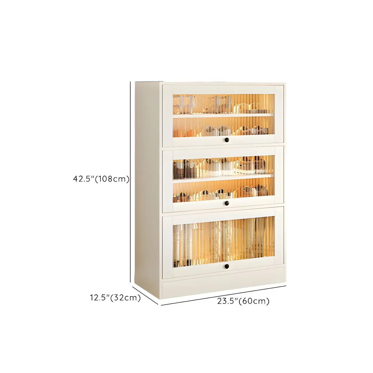 Hallway White Wood Shoe Cabinet with Glass Doors Image - 20 | homeyfad