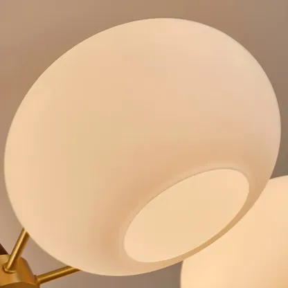 Wooden Semi Flush Mount Light White Glass Drum Shade