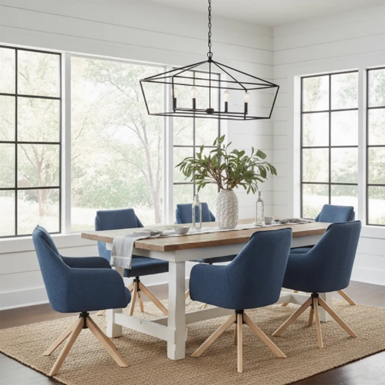 Swivel Blue Fleece Upholstered Dining Chairs Set Of 2 Image - 3 | homeyfad