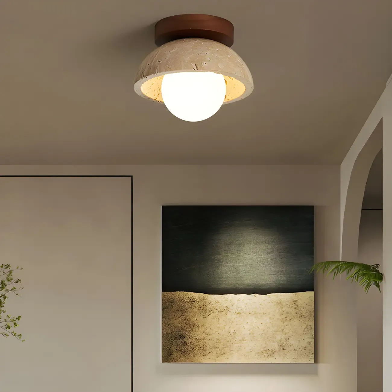 Modern Glass Flush Mount Ceiling Light for Aisle Ambiance Image - 1