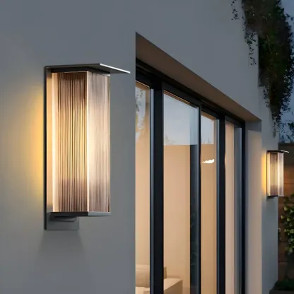 Modern Geometric Stainless Steel Outdoor Wall Light Image - 1