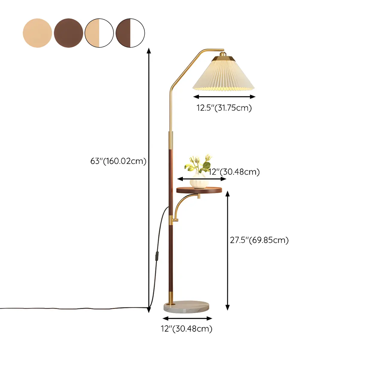 Traditional Tall Gold Floor Lamp with Remote for Living Room #size