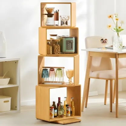 4-Tier Modern Wooden Open Cube Display Bookcase Image - 3