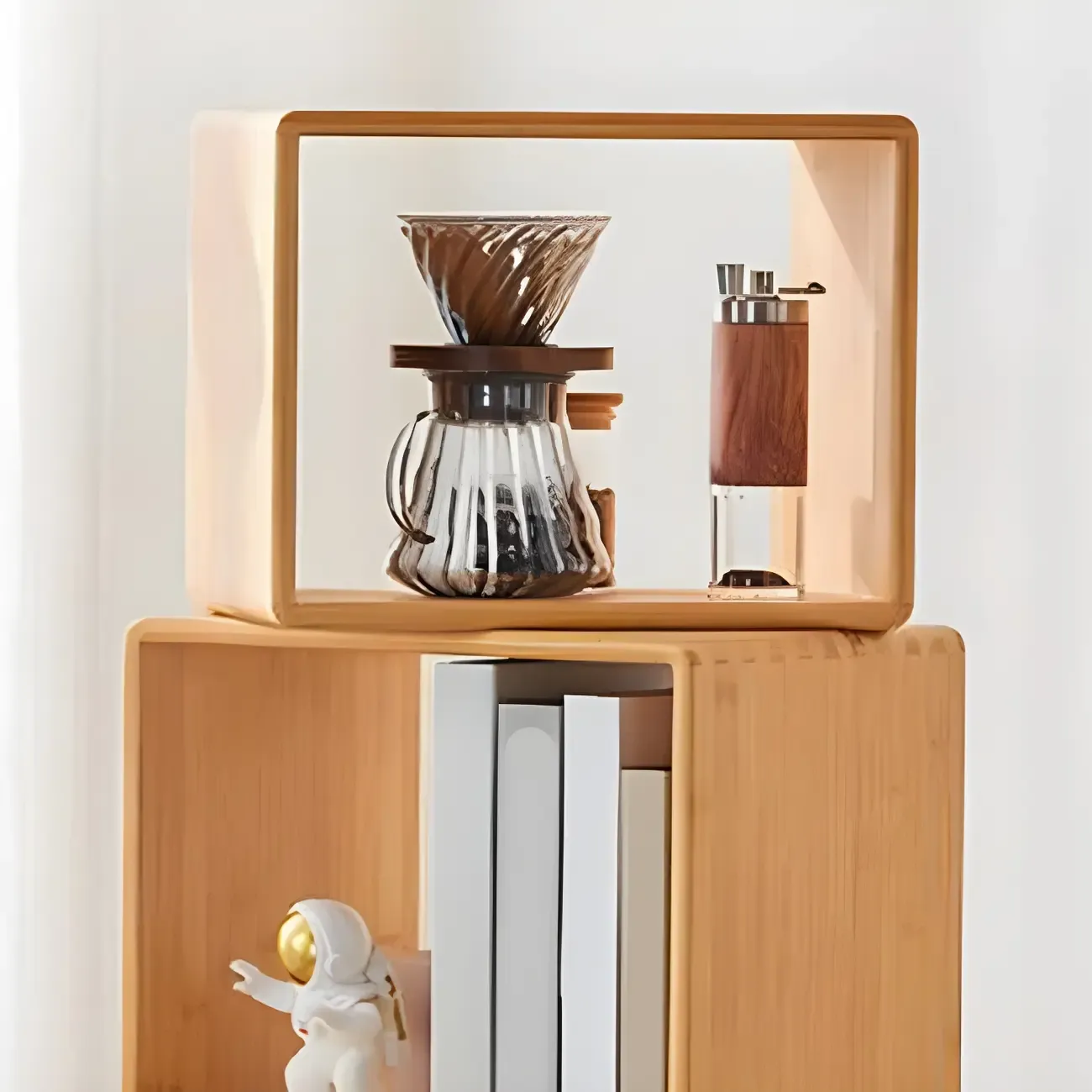 4-Tier Modern Wooden Open Cube Display Bookcase Image - 7
