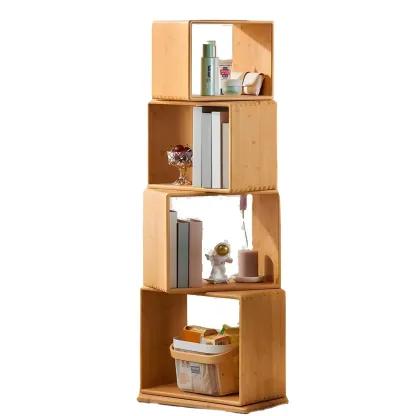 4-Tier Modern Wooden Open Cube Display Bookcase Image - 8
