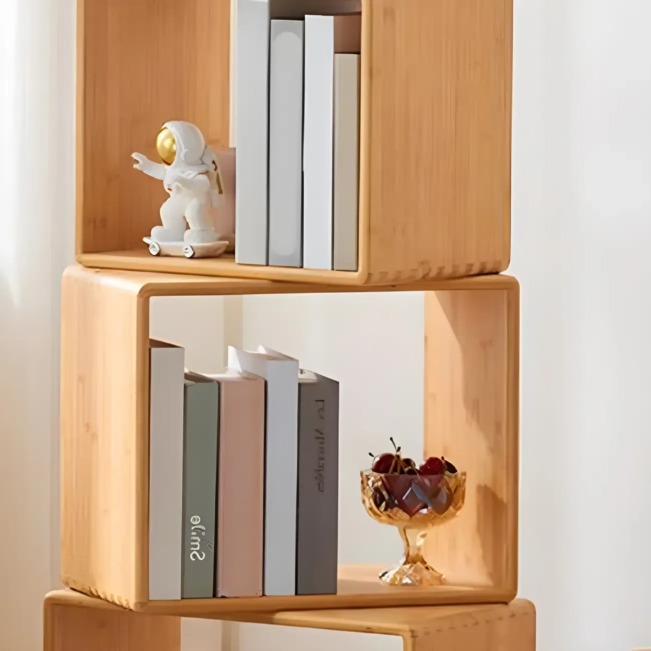 4-Tier Modern Wooden Open Cube Display Bookcase Image - 9