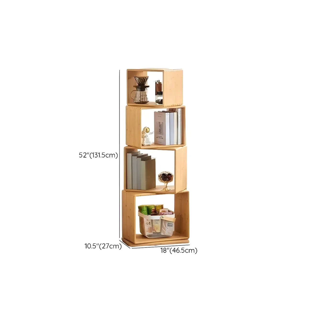 4-Tier Modern Wooden Open Cube Display Bookcase Image - 14