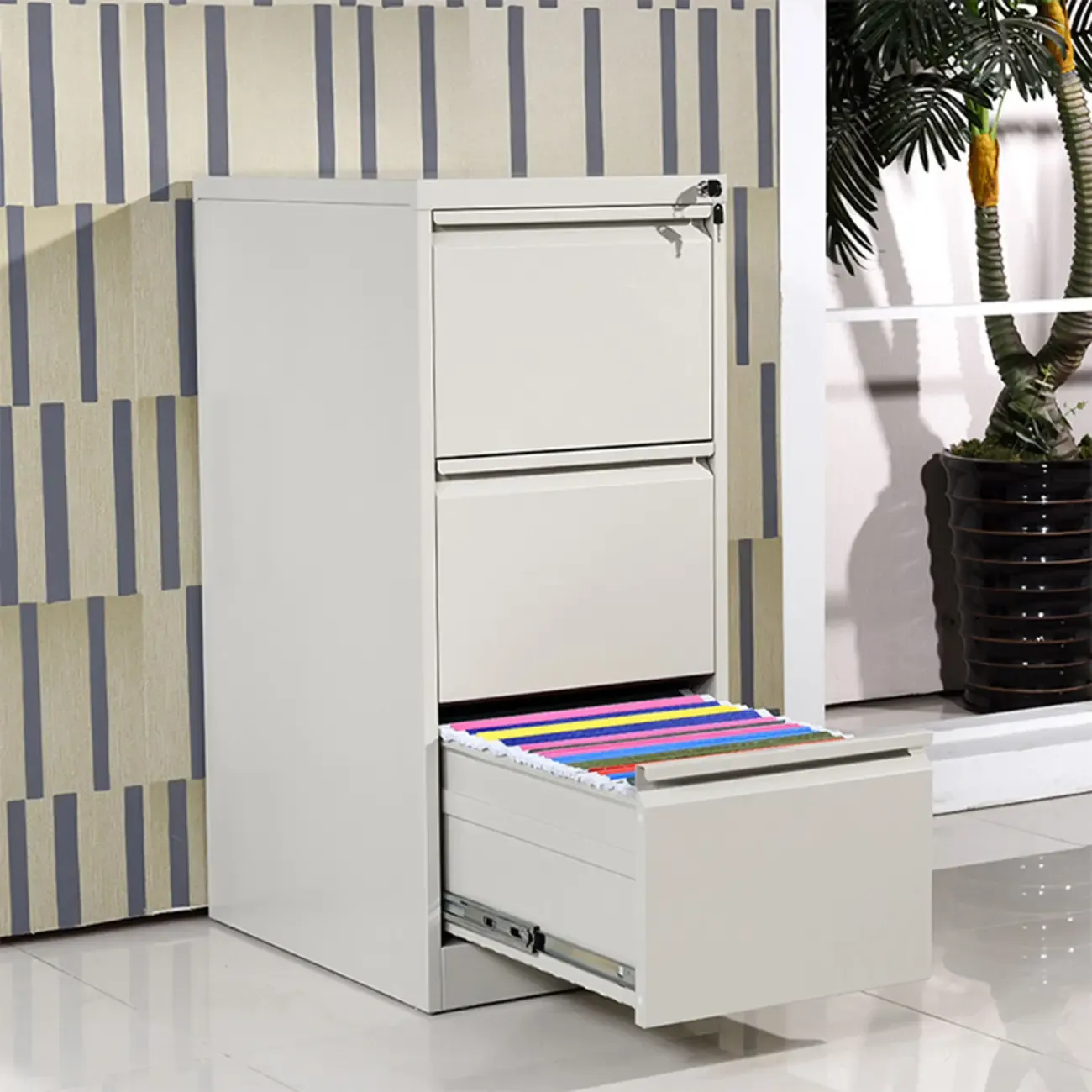 Glam Steel Filing Cabinet with Drawers in 3 Colors for Office Image - 8