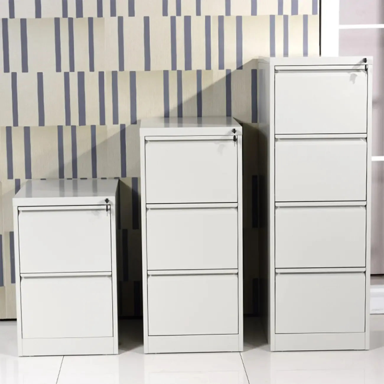 Glam Steel Filing Cabinet with Drawers in 3 Colors for Office Image - 17