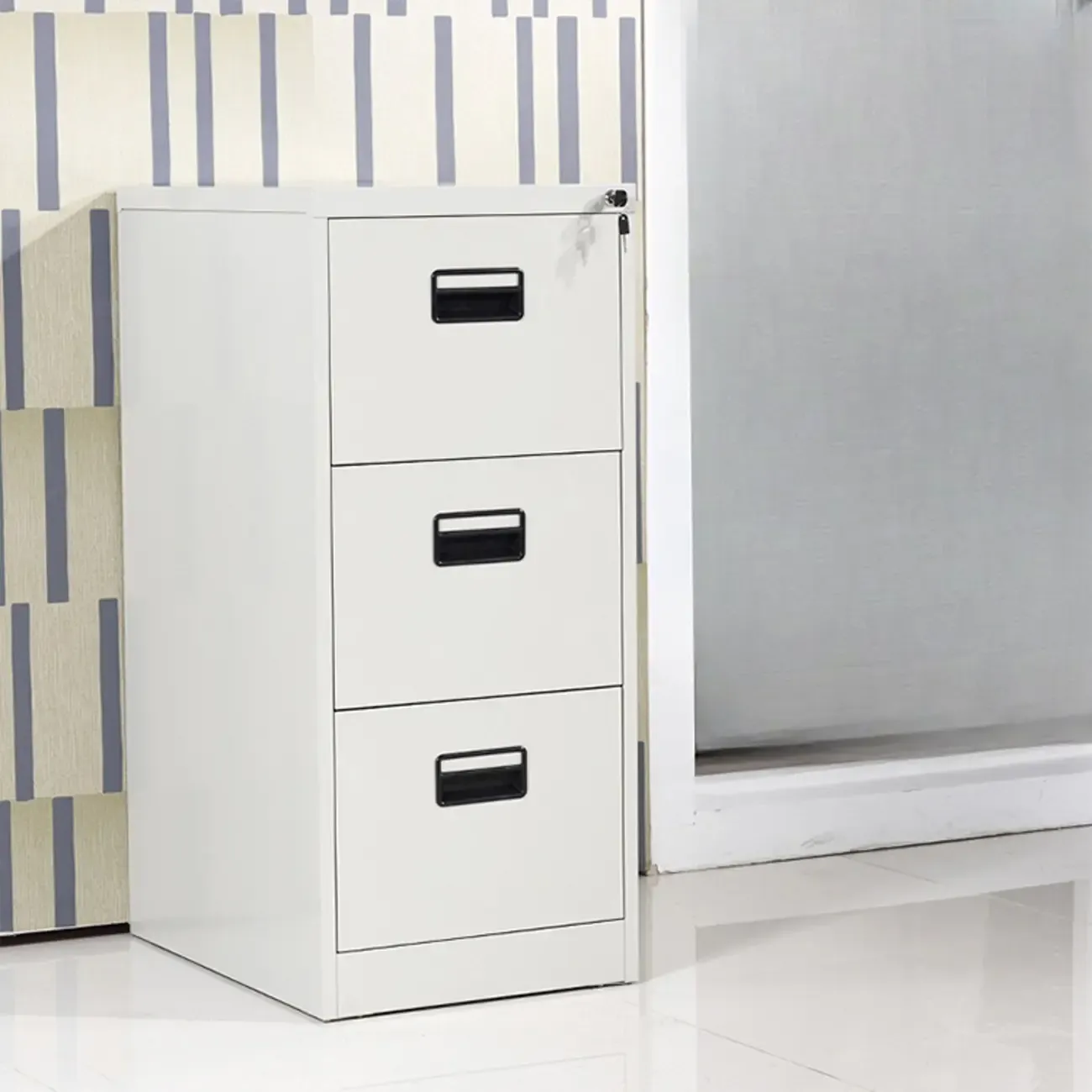 Glam Steel Filing Cabinet with Drawers in 3 Colors for Office Image - 23