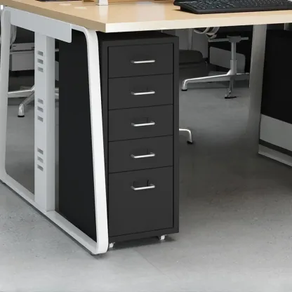 Nordic Vertical Metal Filing Cabinet with Casters for Home Office Image - 2