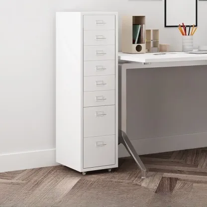 Nordic Vertical Metal Filing Cabinet with Casters for Home Office Image - 6