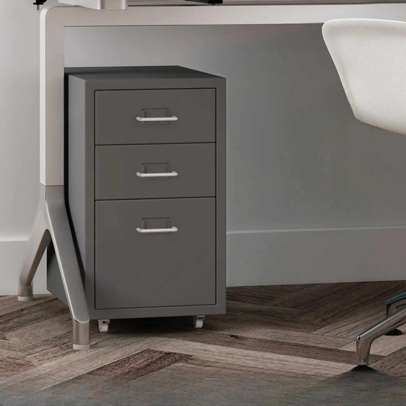 Nordic Vertical Metal Filing Cabinet with Casters for Home Office Image - 13 | homeyfad