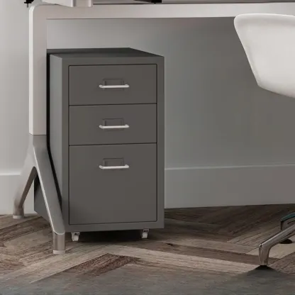 Nordic Vertical Metal Filing Cabinet with Casters for Home Office Image - 13