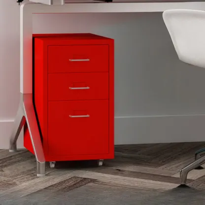 Nordic Vertical Metal Filing Cabinet with Casters for Home Office Image - 17