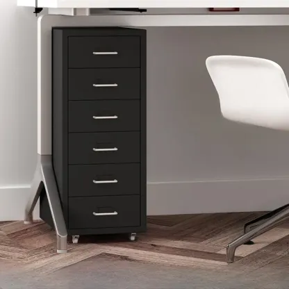 Nordic Vertical Metal Filing Cabinet with Casters for Home Office Image - 20