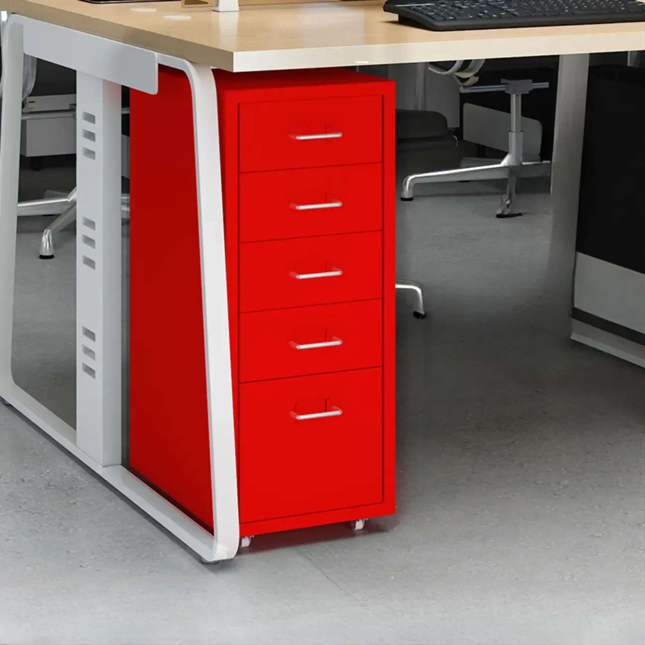 Nordic Vertical Metal Filing Cabinet with Casters for Home Office Image - 24