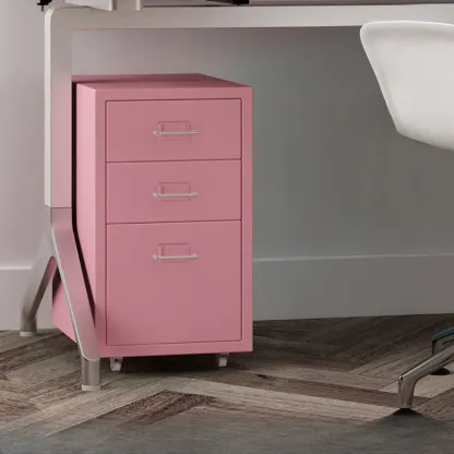 Nordic Vertical Metal Filing Cabinet with Casters for Home Office Image - 25