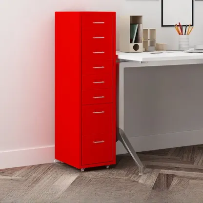 Nordic Vertical Metal Filing Cabinet with Casters for Home Office Image - 26