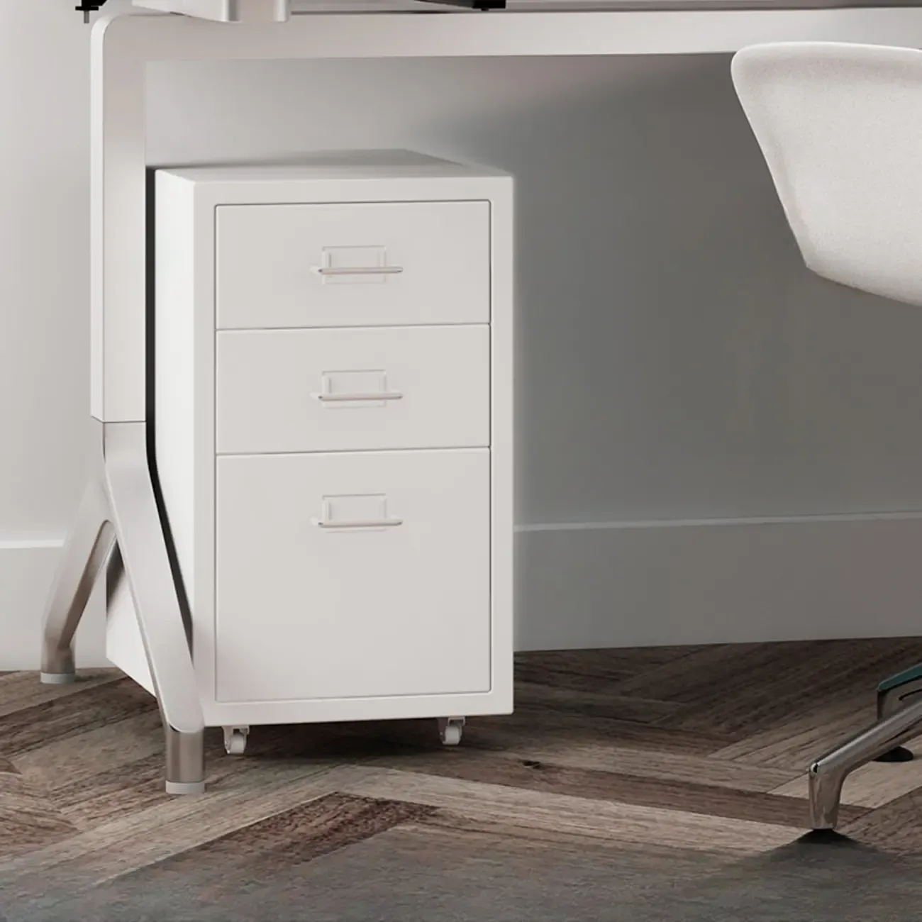 Nordic Vertical Metal Filing Cabinet with Casters for Home Office Image - 27