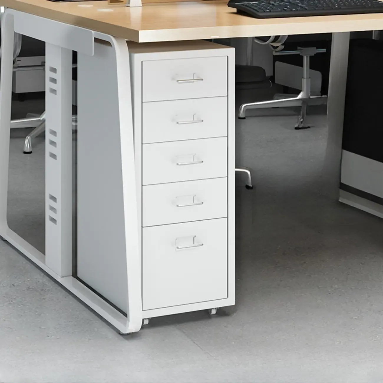 Nordic Vertical Metal Filing Cabinet with Casters for Home Office Image - 28
