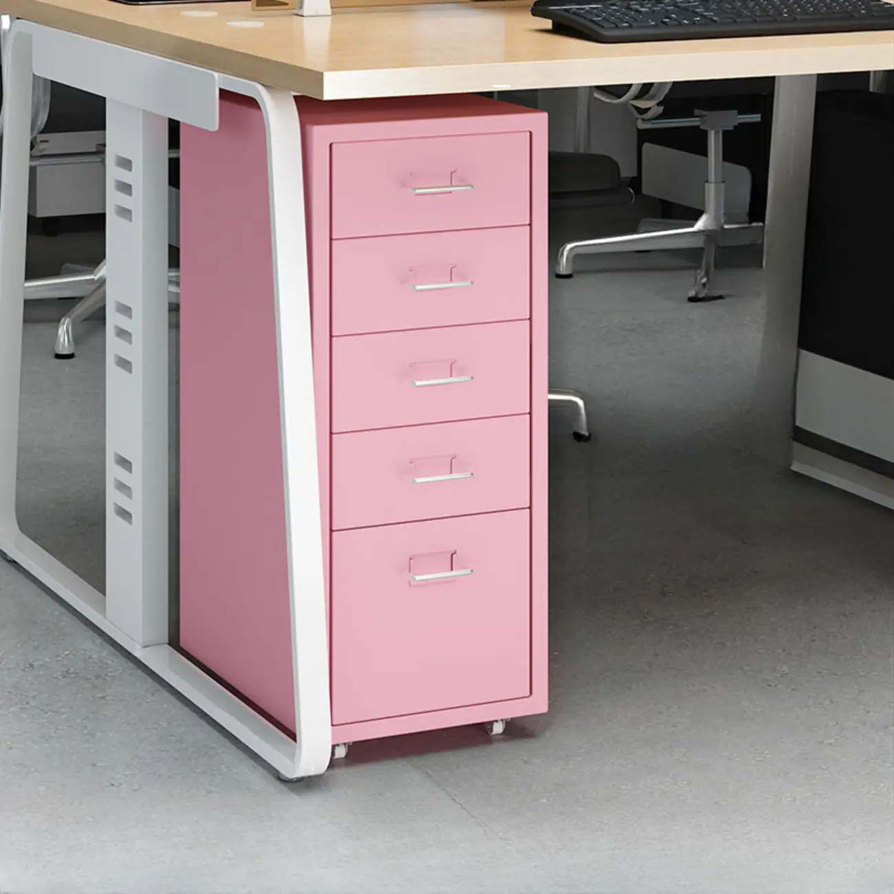 Nordic Vertical Metal Filing Cabinet with Casters for Home Office Image - 29 | homeyfad