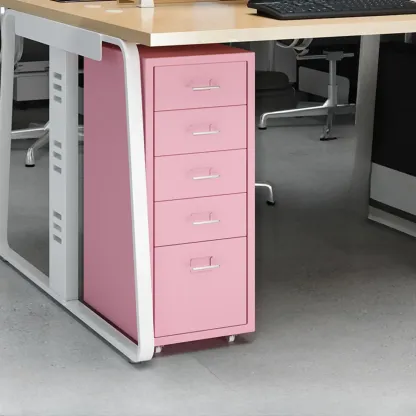 Nordic Vertical Metal Filing Cabinet with Casters for Home Office Image - 29