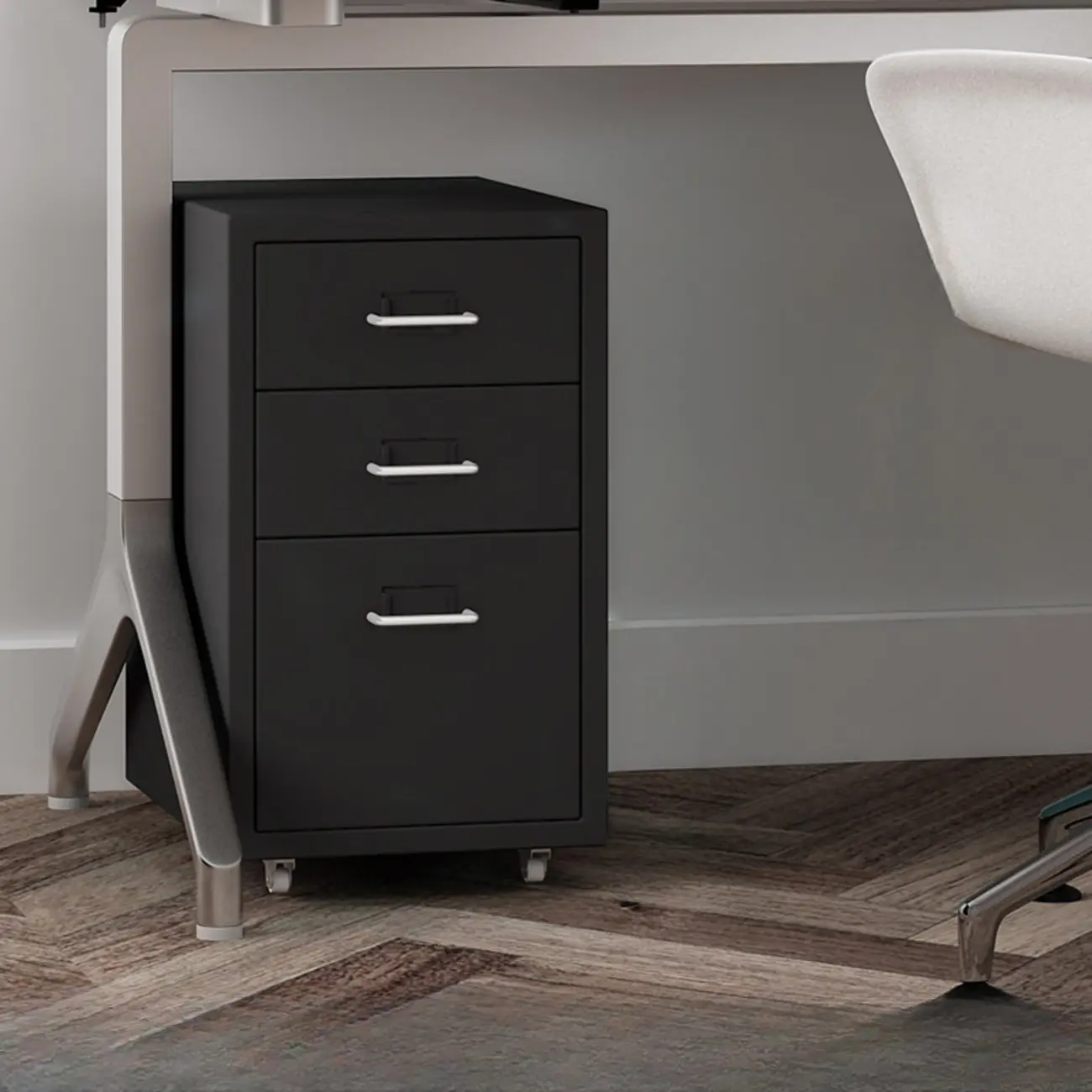 Nordic Vertical Metal Filing Cabinet with Casters for Home Office Image - 30 | homeyfad