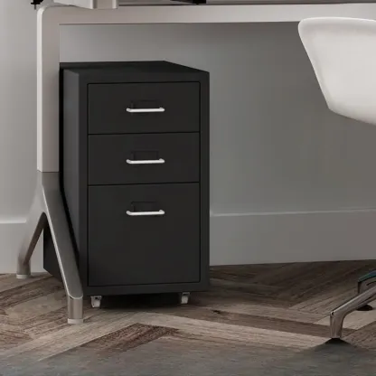 Nordic Vertical Metal Filing Cabinet with Casters for Home Office Image - 30