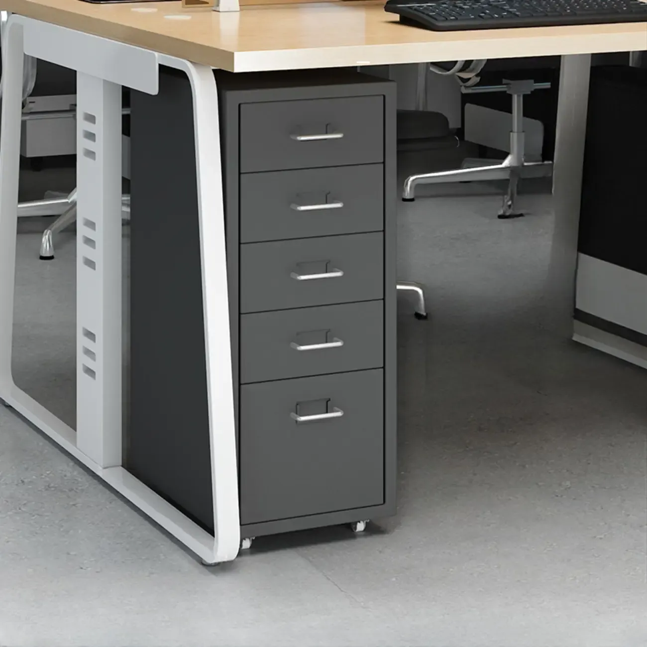 Nordic Vertical Metal Filing Cabinet with Casters for Home Office Image - 31