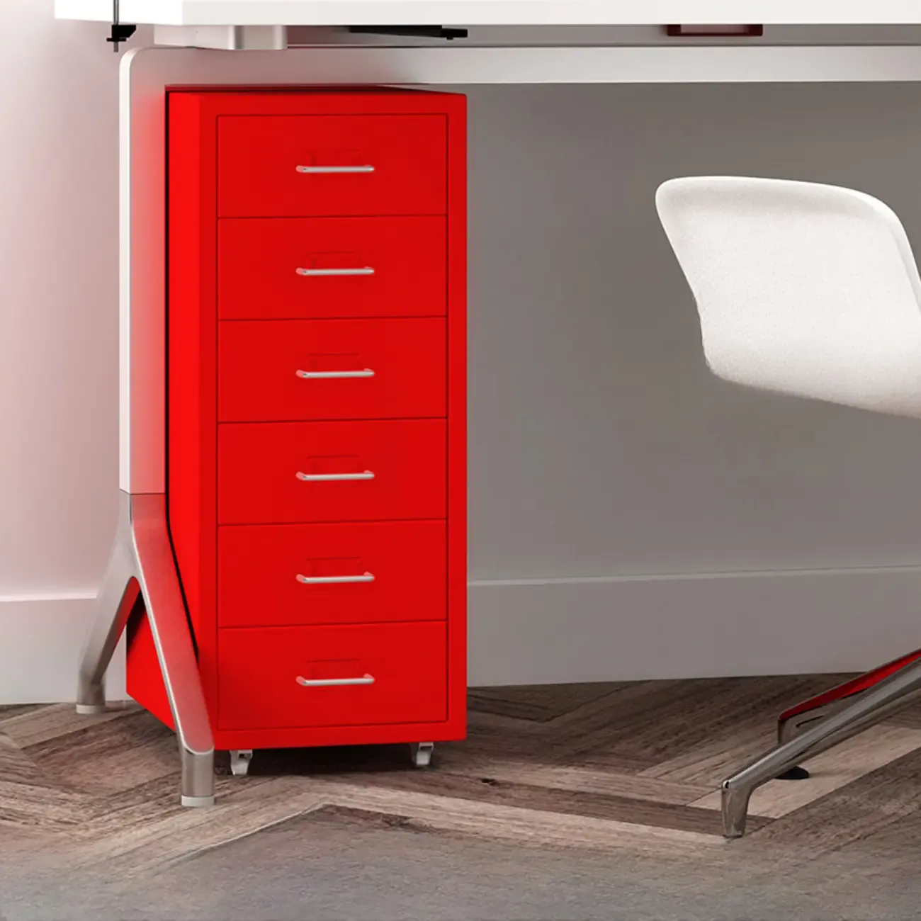 Nordic Vertical Metal Filing Cabinet with Casters for Home Office Image - 33
