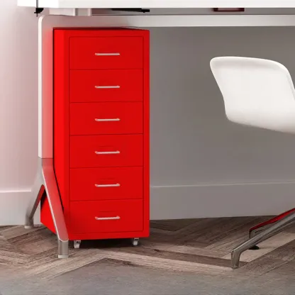 Nordic Vertical Metal Filing Cabinet with Casters for Home Office Image - 33