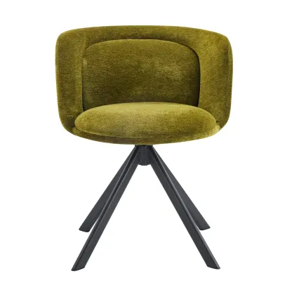 Modern Low Back Fabric Swivel Dining Chairs Set of 2 Image - 8