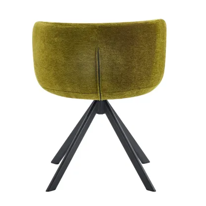 Modern Low Back Fabric Swivel Dining Chairs Set of 2 Image - 7