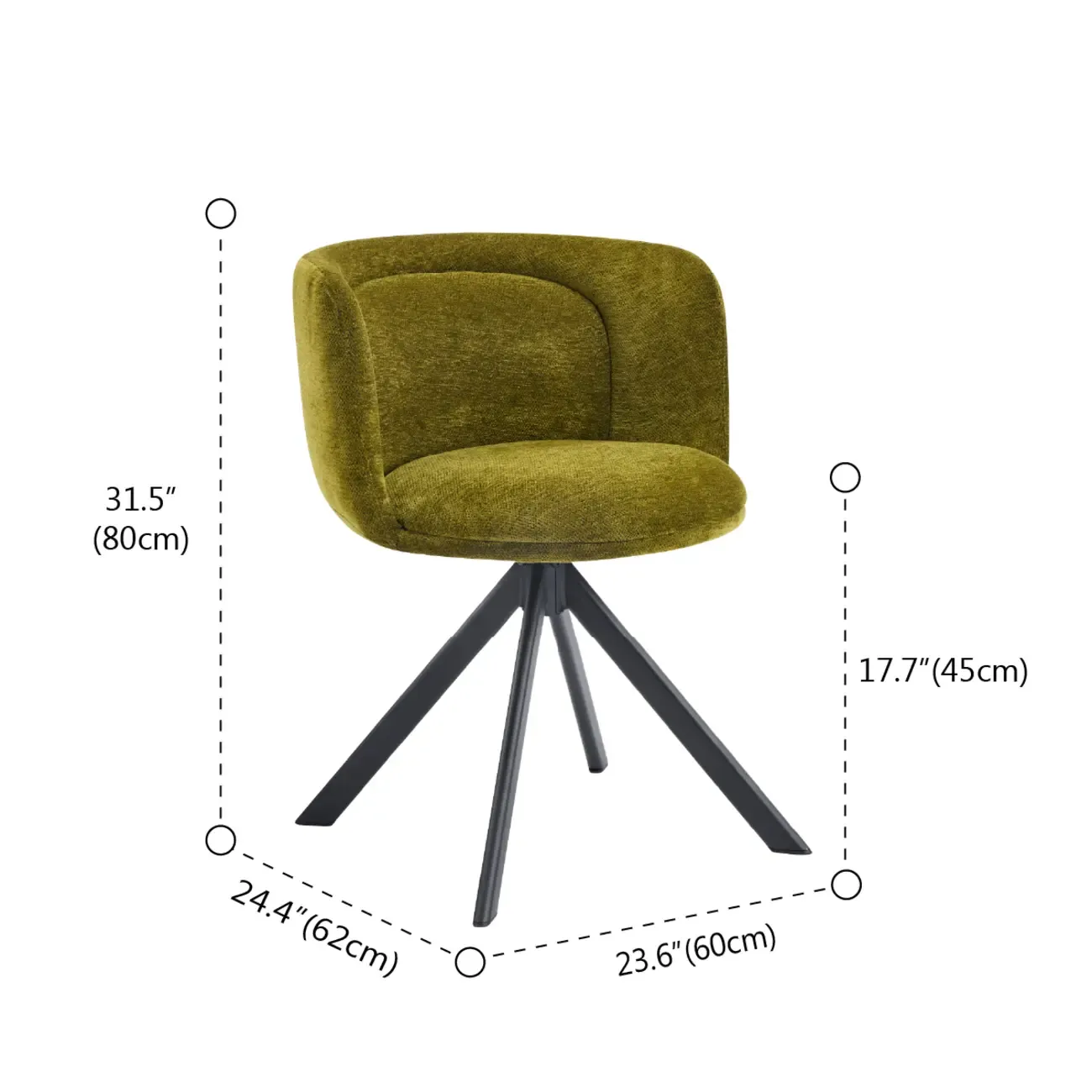 Modern Low Back Fabric Swivel Dining Chairs Set of 2 Image - 15