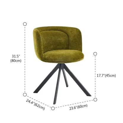 Modern Low Back Fabric Swivel Dining Chairs Set of 2 Image - 15