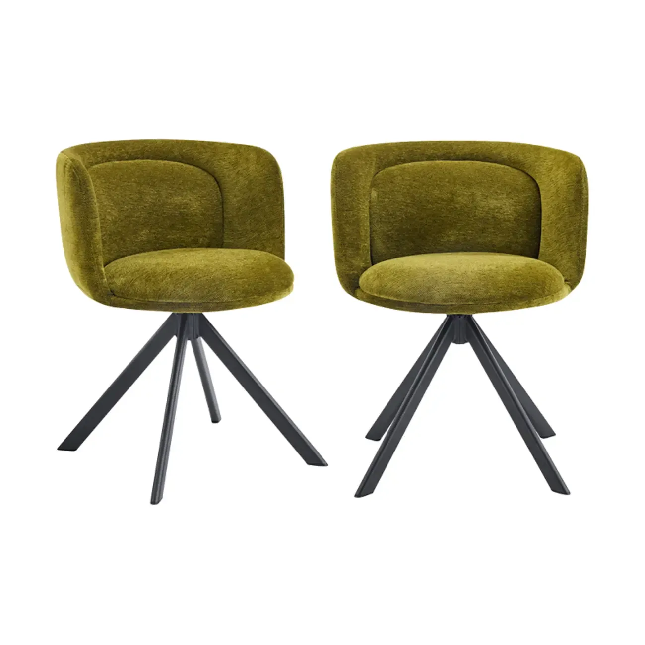 Modern Low Back Fabric Swivel Dining Chairs Set of 2 Image - 17