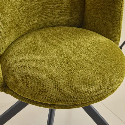 Modern Low Back Fabric Swivel Dining Chairs Set of 2 Image - 6