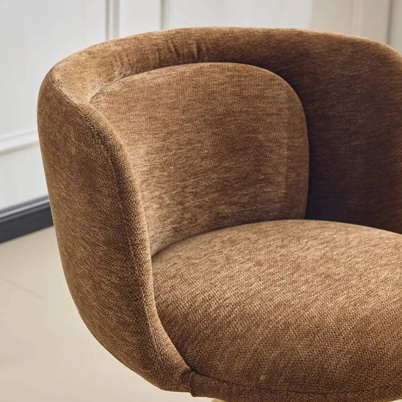 Modern Low Back Fabric Swivel Dining Chairs Set of 2 Image - 5